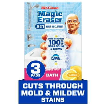 Mr. Clean Magic Eraser Sponge, Bathroom Cleaner, 2 in 1 Bath, 3ct