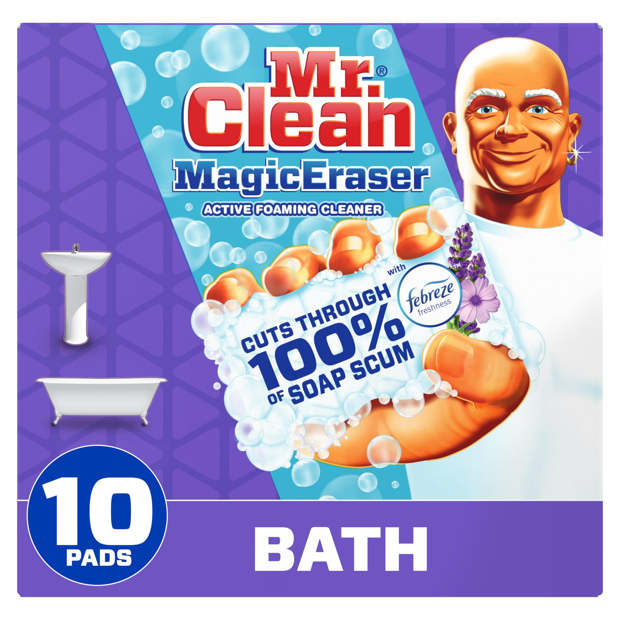 Mr. Clean Magic Eraser, Lavender Scent, 10 Count Durafoam Cleaning Pads ...