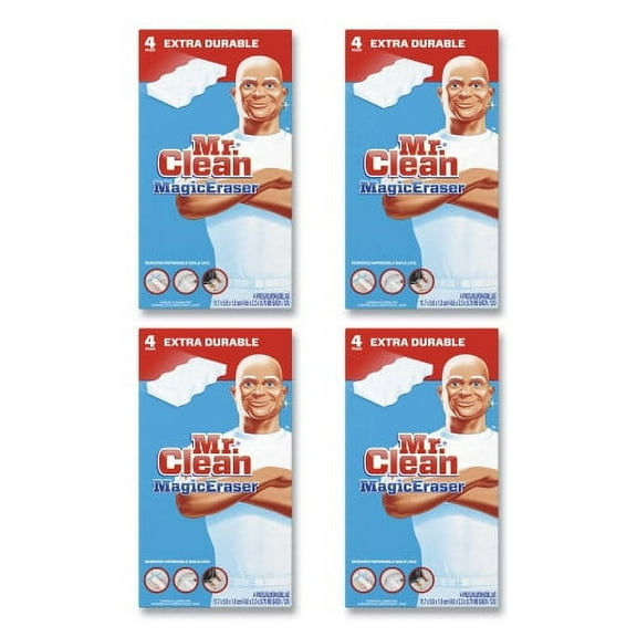 Mr. Clean Magic Eraser Extra Durable, 4.6 x 2.4, 0.7" Thick, White, 4/Box, 8 Boxes/Carton