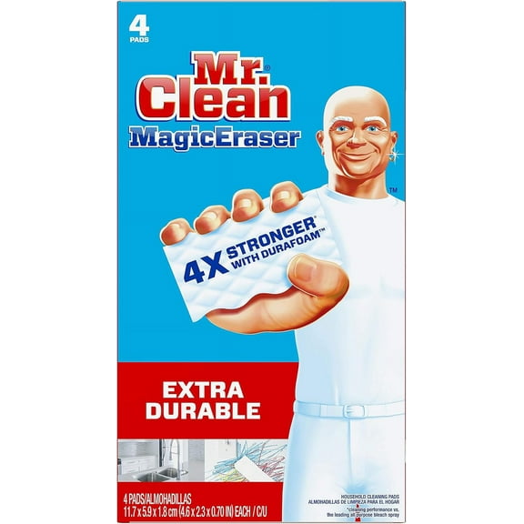 Mr. Clean Magic Eraser Extra Durable, Cleaning Pads with Durafoam, 4 count