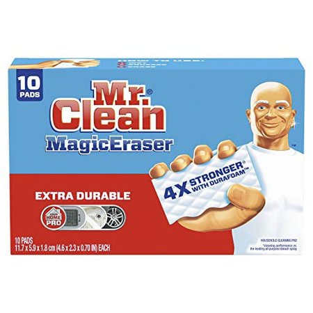 Mr. Clean Magic Eraser, .. Extra Durable, Shoe, Bathroom, .. and Shower Cleaner, Cleaning .. Pads with Durafoam, 10 .. Count