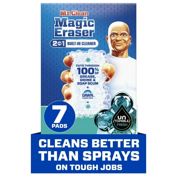 Mr. Clean Magic Eraser Foaming Sponge, All Purpose Cleaner, Dawn Cleaning Power, Ultra Foamy, 7 Count