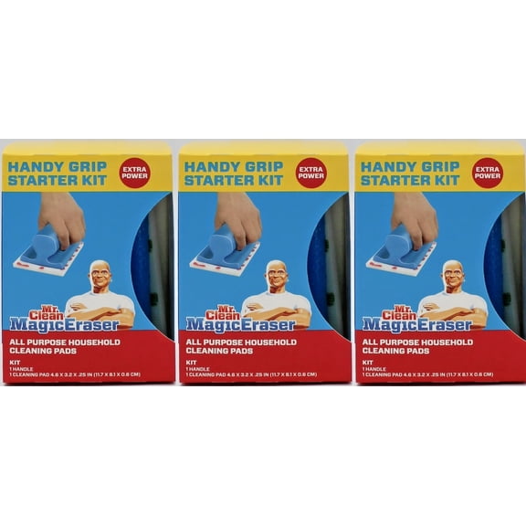Mr. Clean Magic Eraser Handy Grip All Purpose Melamine Pads Starter Kit, 3 Count, 3 Pack