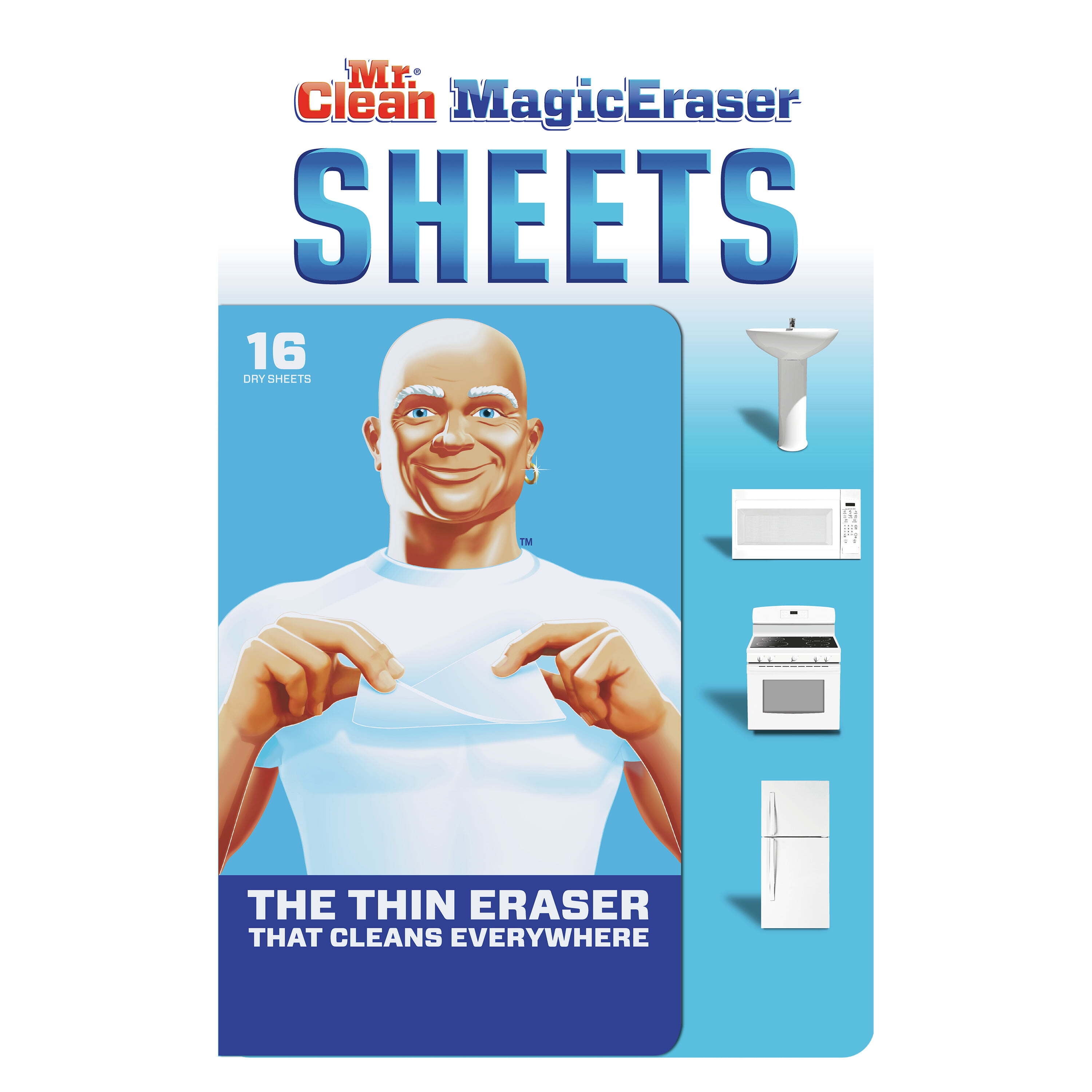 White Foam Rectangle Scouring Pads, 16-Pack