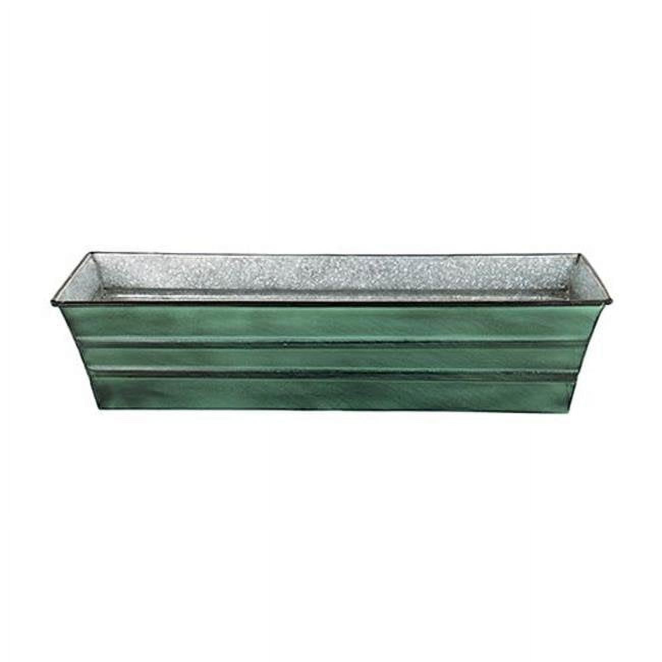 Small Green Galvanized Steel Rectangular Planter Box