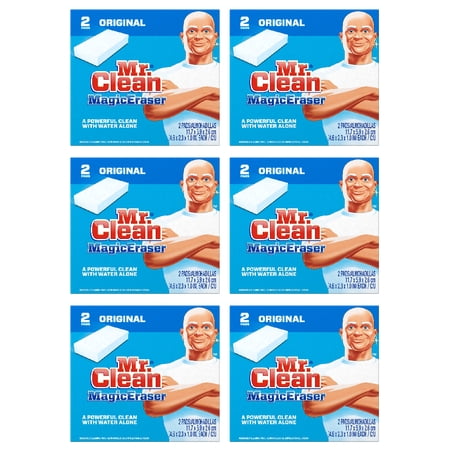 Mr. Clean Magic Eraser Original 43515 Scrub Sponge Durafoam Clean 2 Pads White, 6-Pack