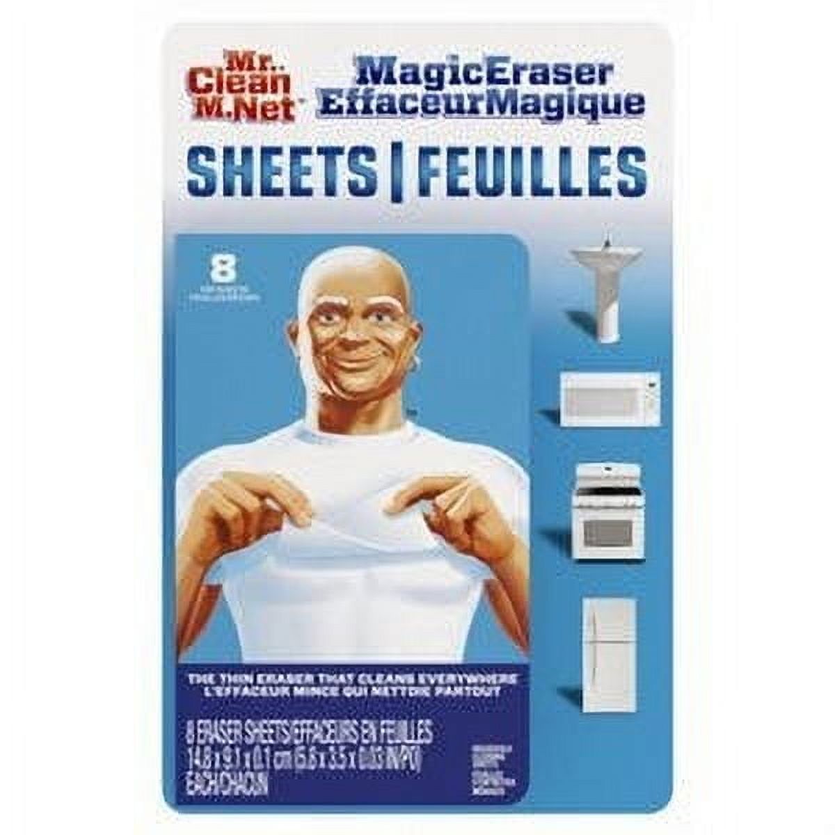 Mr Clean Thin Magic Eraser Sheets, 8-Ct. 1 Pack, Powerful Grime Remover ...