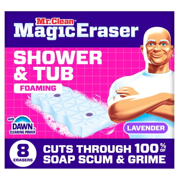 Mr. Clean Magic Eraser Sponge, Bathroom Cleaner, Lavender, 8 Count
