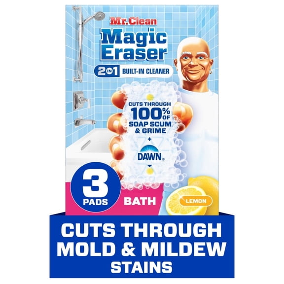 Mr. Clean Magic Eraser Sponge, Bathroom Cleaner, 2 in 1 Bath, 3ct