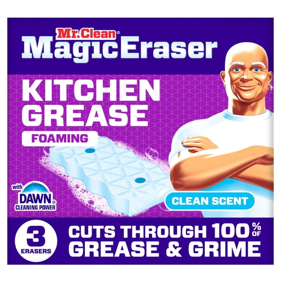 Mr. Clean Magic Eraser Sponge, Kitchen Grease, Clean Scent, 3 Count