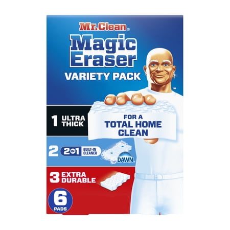 Mr. Clean Magic Eraser Sponge, All Purpose Cleaner, Cleaning Scrubber, Variety Pack, 6ct