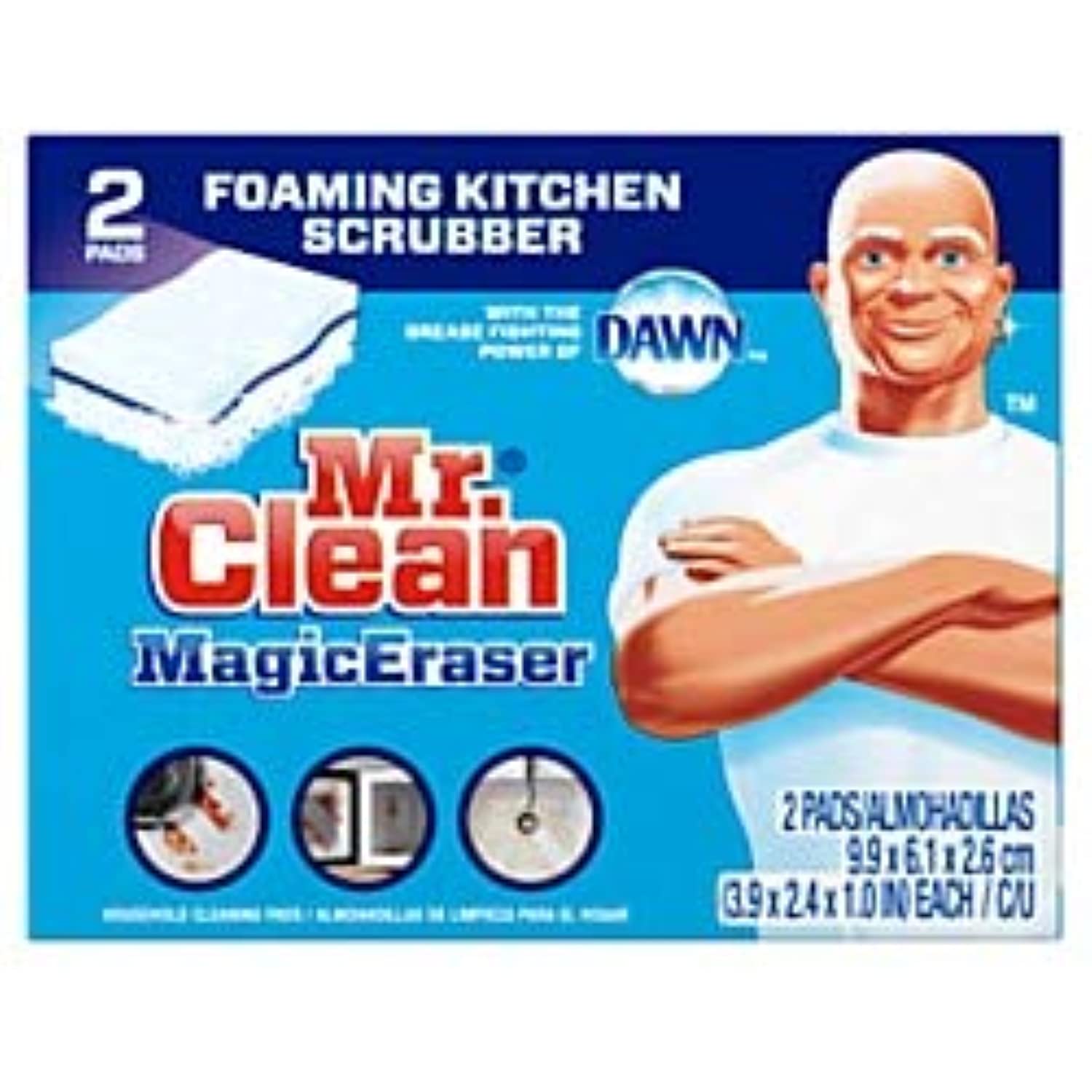 Mr. Clean Magic Erasers Kitchen Scrubbers With Dawn, Pack Of 2