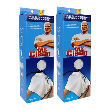 Mr. Clean Microfiber Cloths Reusable Multi Purpose 8 Count White, 2 Pack