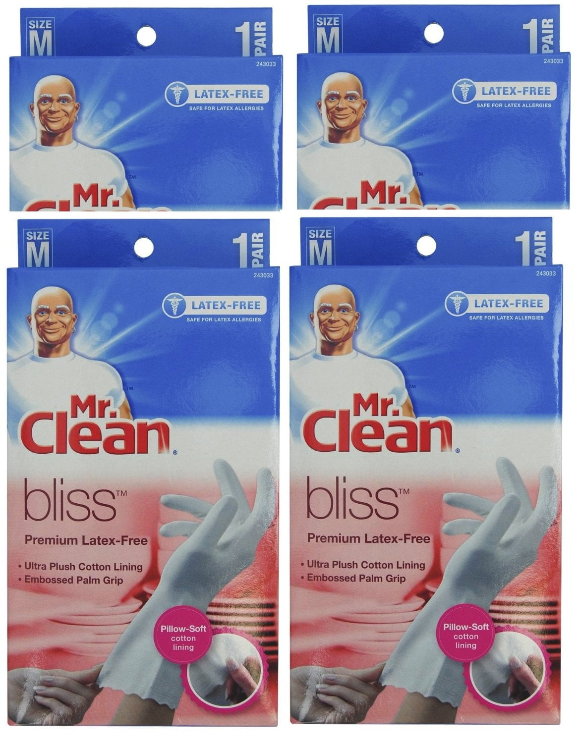 Mr. Clean Bliss Premium Latex-Free Gloves, Large 1 Pr (Pack Of 4