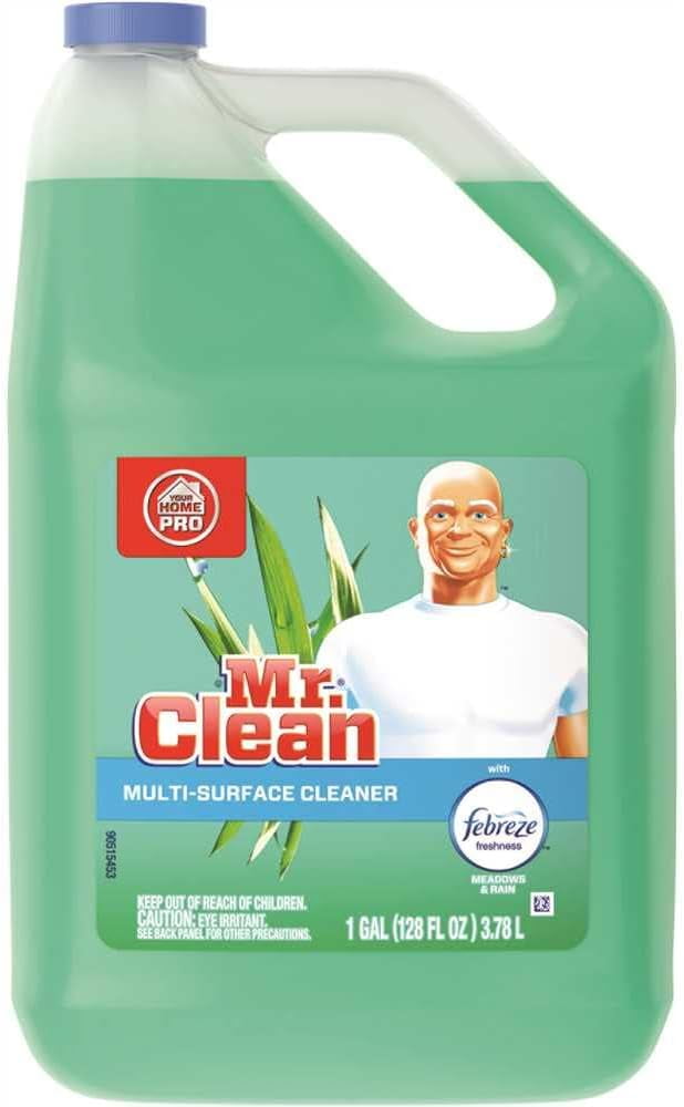 Mr. Clean Multipurpose Cleaning Solution with Febreze, 128 oz. Capacity Bottle, Meadows and Rain Scent Green 3.78 Liter