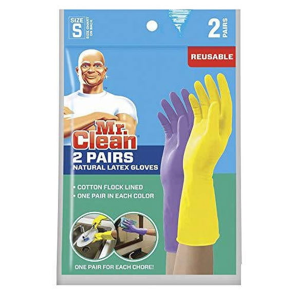 Mr Clean Natural Latex Gloves 2pk - size small