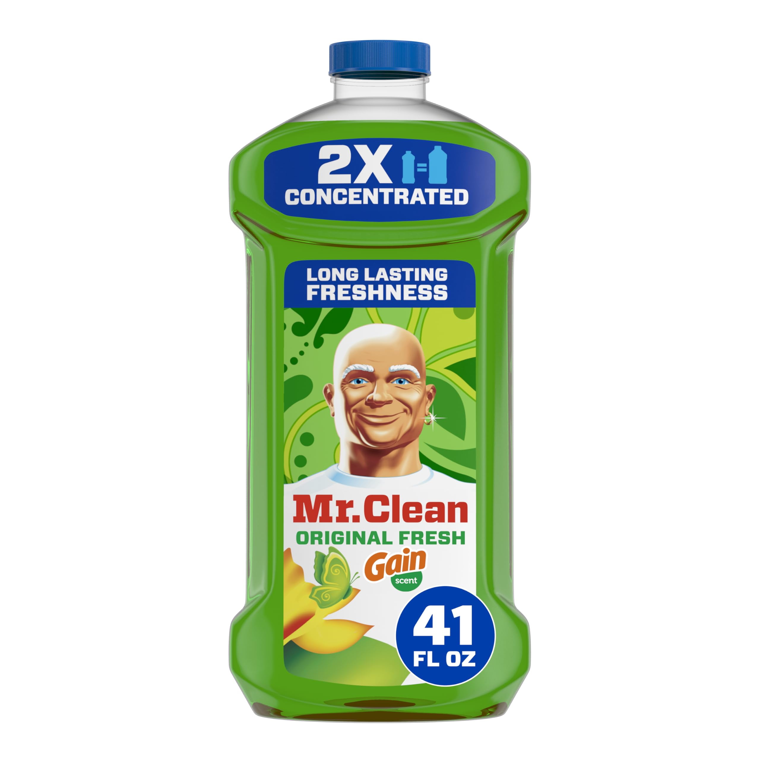 Mr. Clean All Purpose Cleaner, Floor Cleaner for Mopping Home, Bathroom, & Kitchen, Cleaning Liquid for Mop & Bucket, Cleaning Supplies, Multi-Surface Dilutable, Gain, 41oz C29