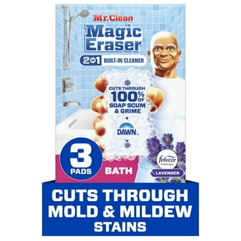 Mr. Clean Ultra Bath Magic Eraser, Multi Purpose Cleaner for Bathroom, Lavender, 3 Count