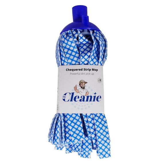 Mr Cleanie Chequered Strip Mop - White and Blue Replasement Head