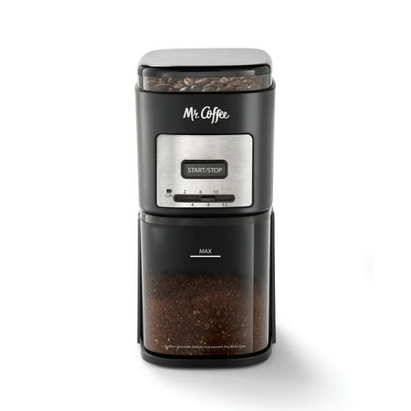 Mr. Coffee 12-Cup Automatic Burr Grinder Black Precision Grinding for all Coffee types in Black