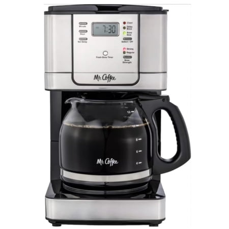 Mr. Coffee - 12-Cup Coffee Maker with Strong Brew Selector - Stainless Steel