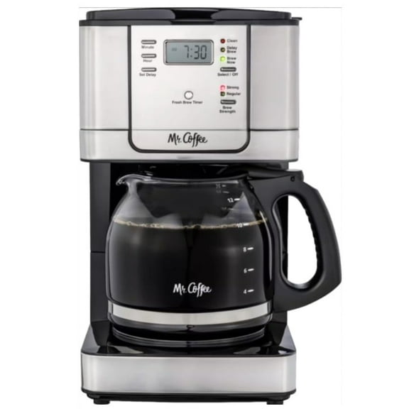 Mr. Coffee - 12-Cup Coffee Maker with Strong Brew Selector - Stainless Steel