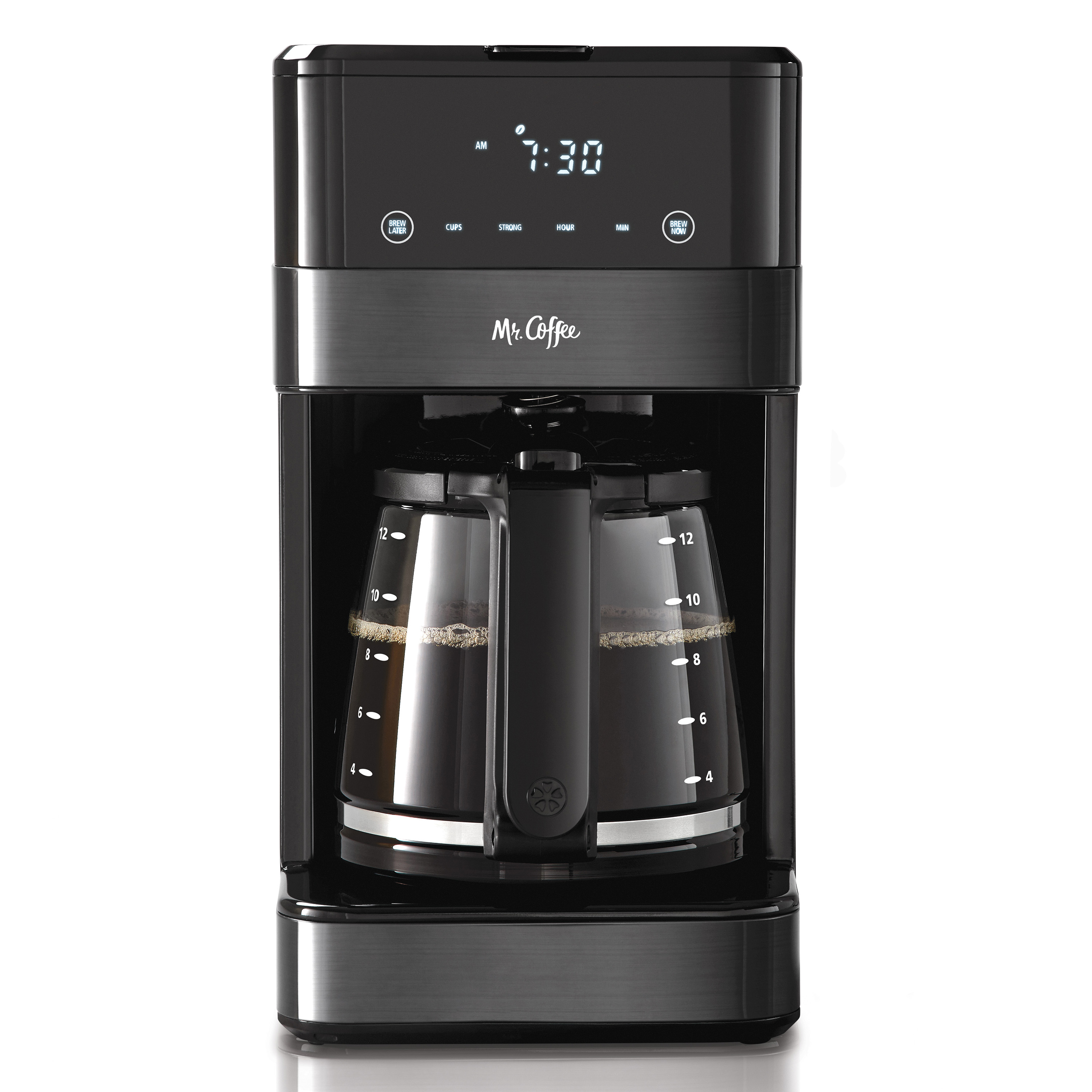 Mr. Coffee 12 Cup Programmable Coffee Maker, LED Touch Display, Black Stainless - image 1 of 9