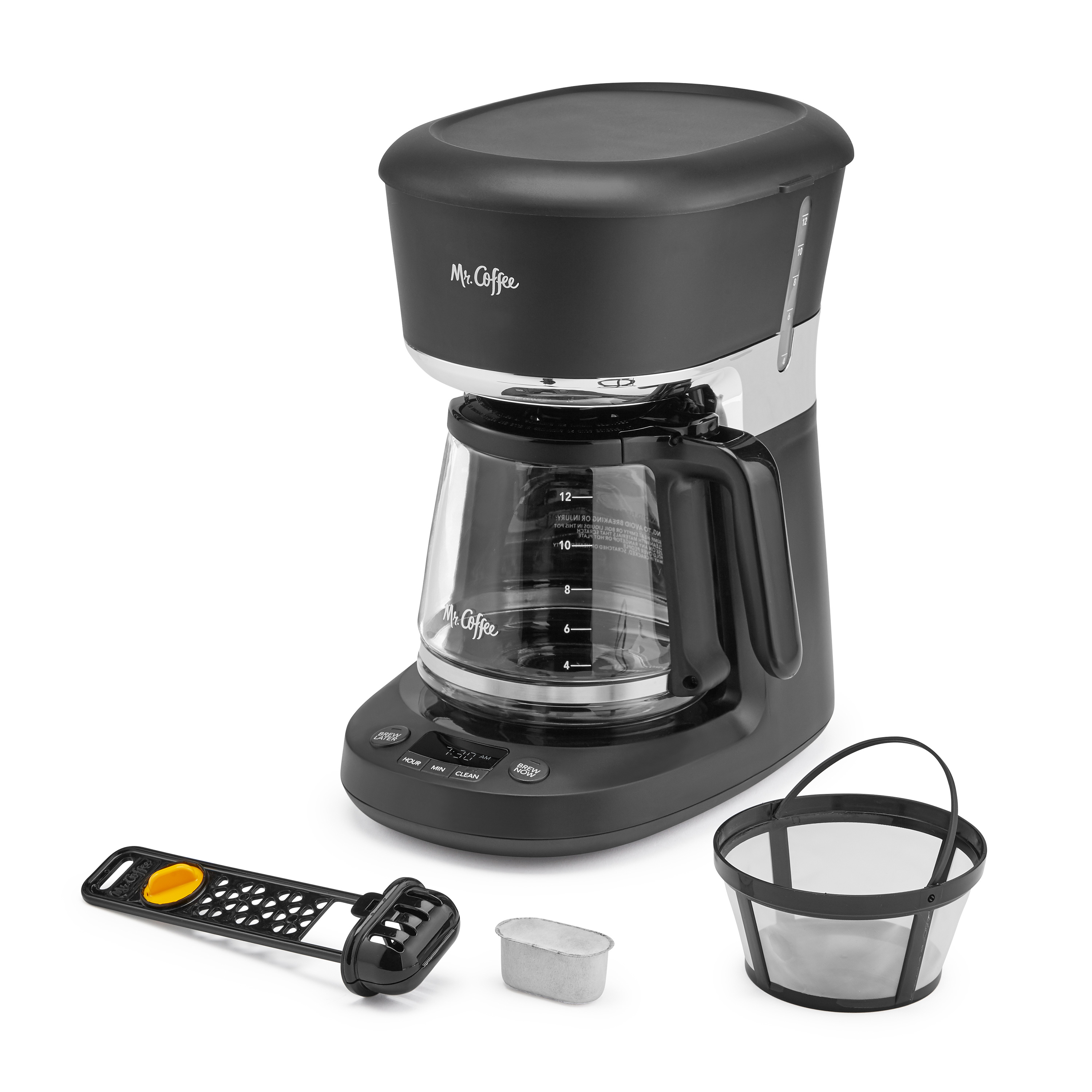 Mr. Coffee 12 Cup Programmable Coffee Maker with Dishwashable Design, Black/Chrome - image 1 of 9