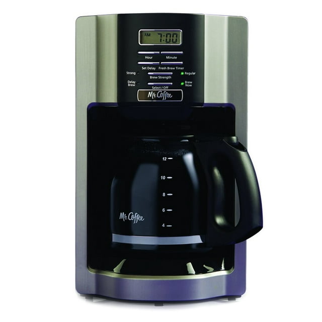 Mr. Coffee 12Cup Rapid Brew Programmable Coffeemaker, Brushed Metallic