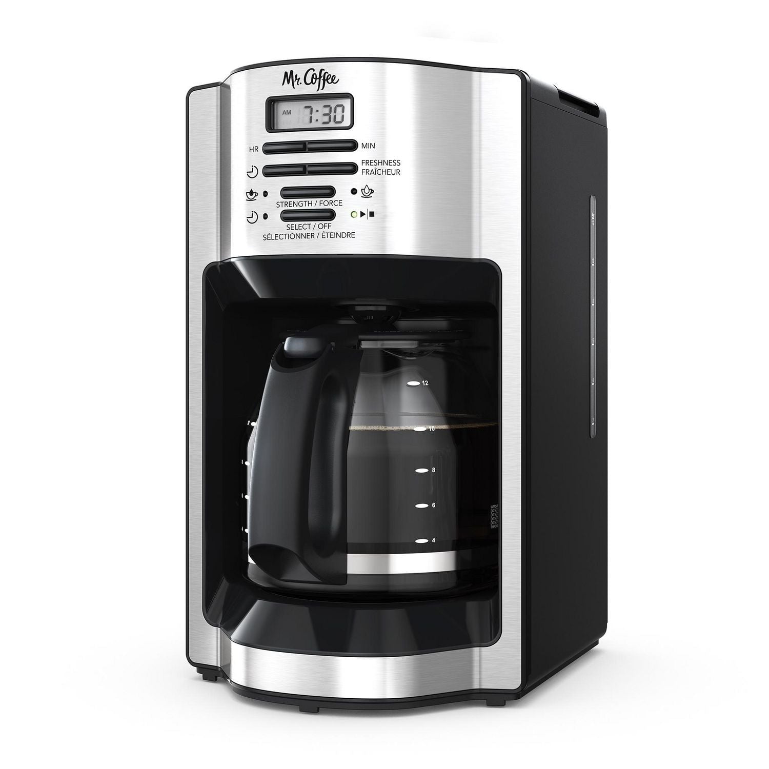 Mr. Coffee 12 Cup Programmable Coffeemaker, Rapid Brewing, Stainless Steel