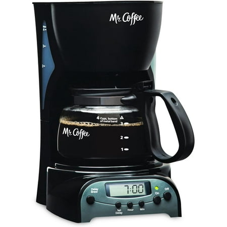 Mr. Coffee 4-Cup Programmable Coffee Maker, Black (DRX5-RB)