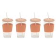 thumbnail image 1 of Mr. Coffee 4-Pack 15oz Blush Pink Glass Tumblers with Lids and Straws – Reusable Iced Coffee Cups – Dishwasher Safe – To-Go Drinkware Water Glasses, 1 of 9