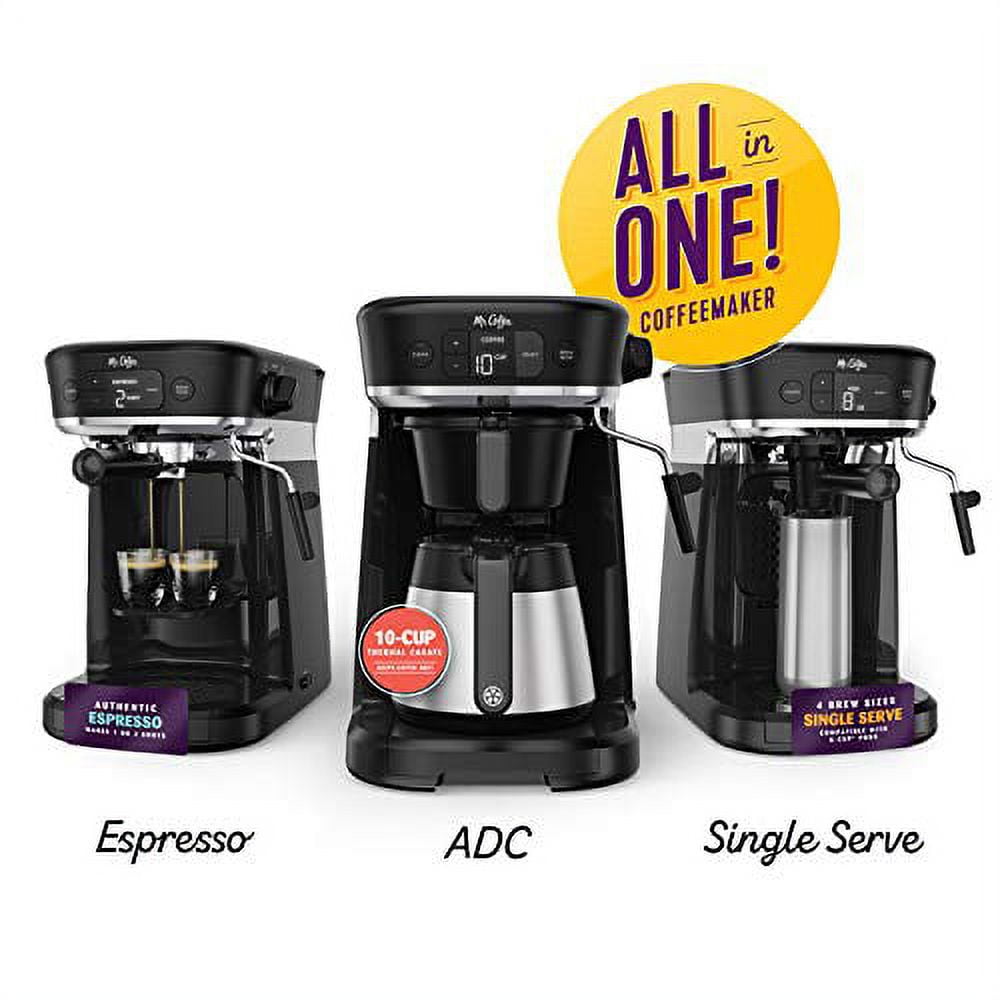 Compact All-in-One Espresso and Coffee Maker with Milk Frother, Black