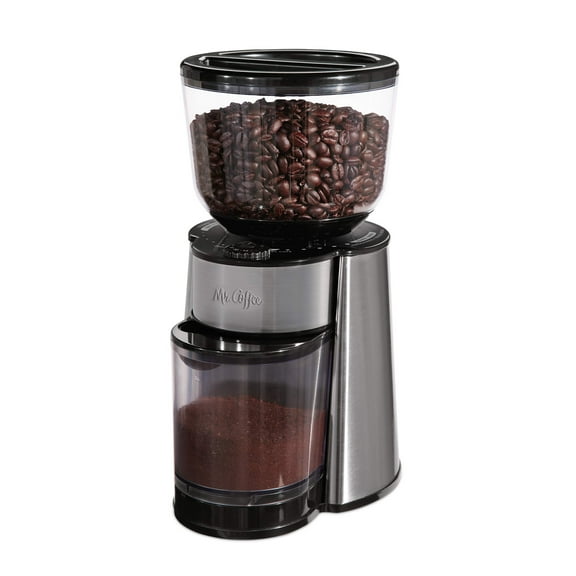 Mr. Coffee Automatic Burr Mill Coffee Grinder with 18 Custom Grinders Silver