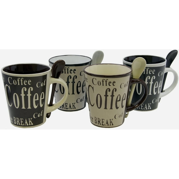 Mr. Coffee Bareggio 8 Piece Coffee with Spoon Set , 4 Designs