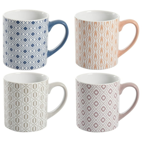 Mr. Coffee Bliss 4 Pack 20 oz Assorted Design Stoneware Mug Set
