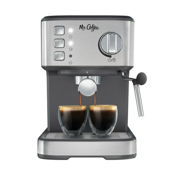 Mr. Coffee Compact Espresso Maker Machine Steam Wand 15-Bar Pump - Silver