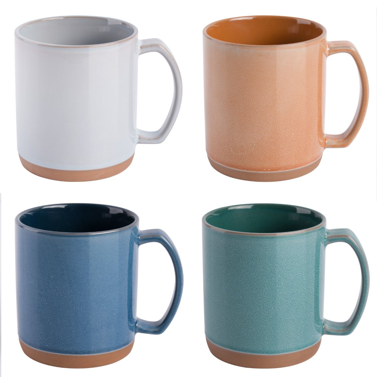 Assorted Color Ceramic 18.5 OZ Mug Set with Glossy Finish