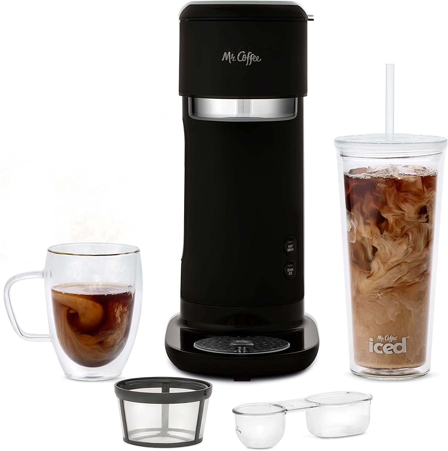 Iced Coffee Maker, Single Serve Hot and Cold Coffee Maker with 22 ounce