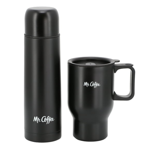 Mr. Coffee Javelin 2 Piece Thermal Bottle and Travel Mug Set in Black