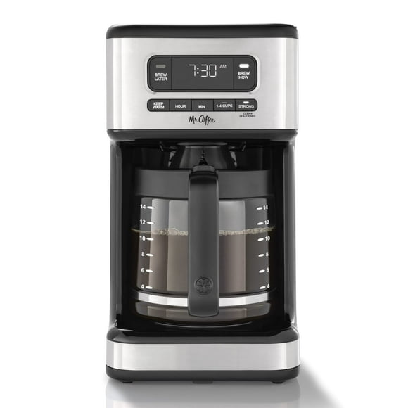 Mr. Coffee 14 Cup Programmable Coffee Maker, Light Stainless Steel