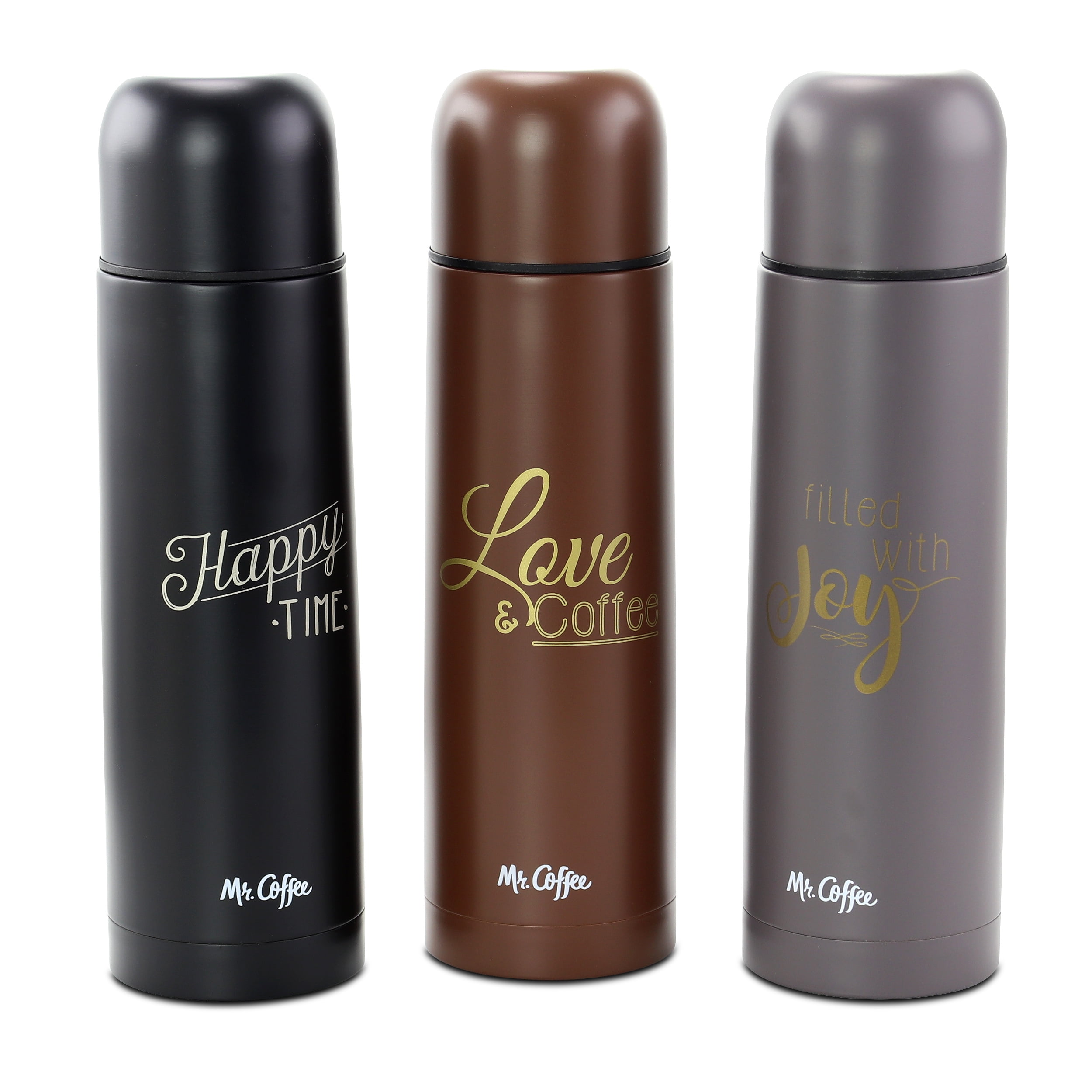 Mr. Coffee Luster Javelin 3 Piece 16 Ounce Stainless Steel Thermal Travel Bottle Set in Assorted