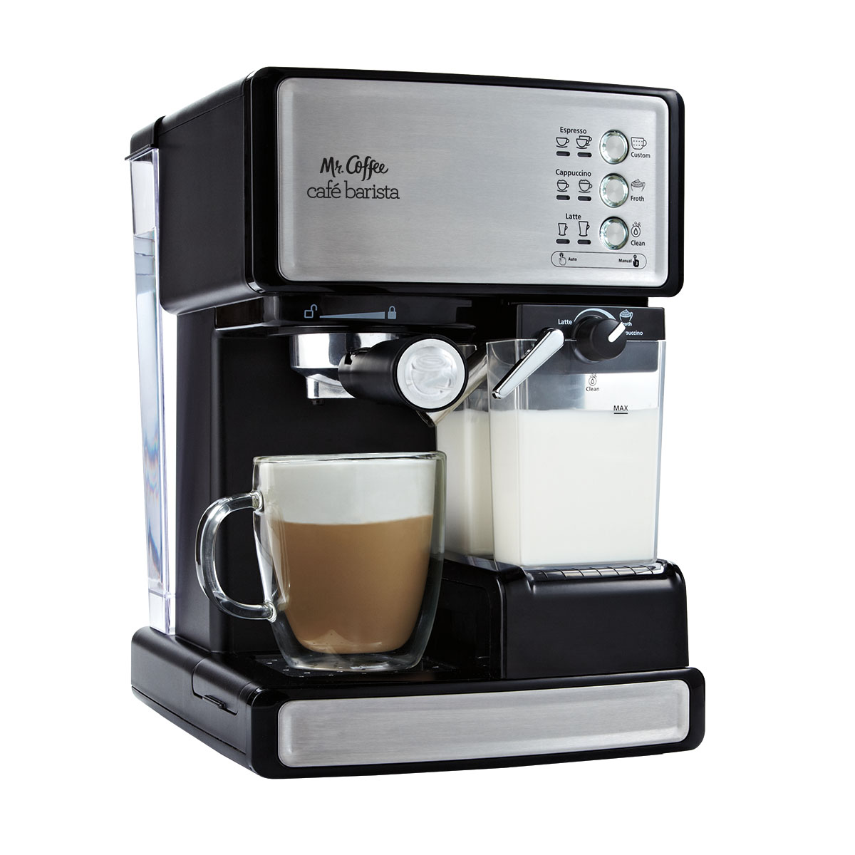 Mr. Coffee New Cafe Barista Black & Silver Premium Espresso/Latte/Cappuccino Maker - image 1 of 10