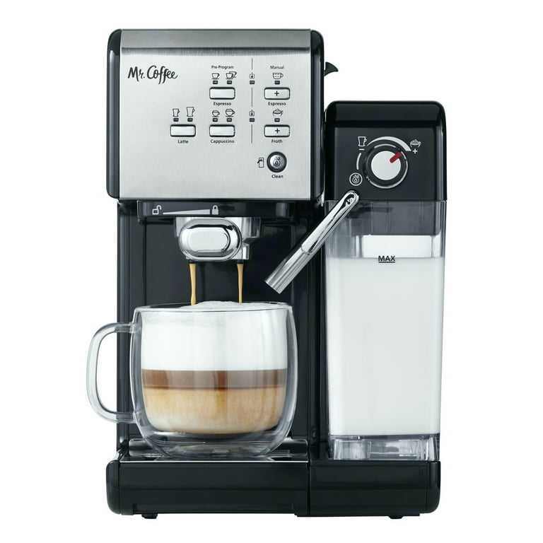 Mr. Coffee One-Touch CoffeeHouse+ Espresso, Cappuccino, and Latte Maker  Home Coffee Machine with 19-Bar Italian Pump, and Milk Frother Ideal for