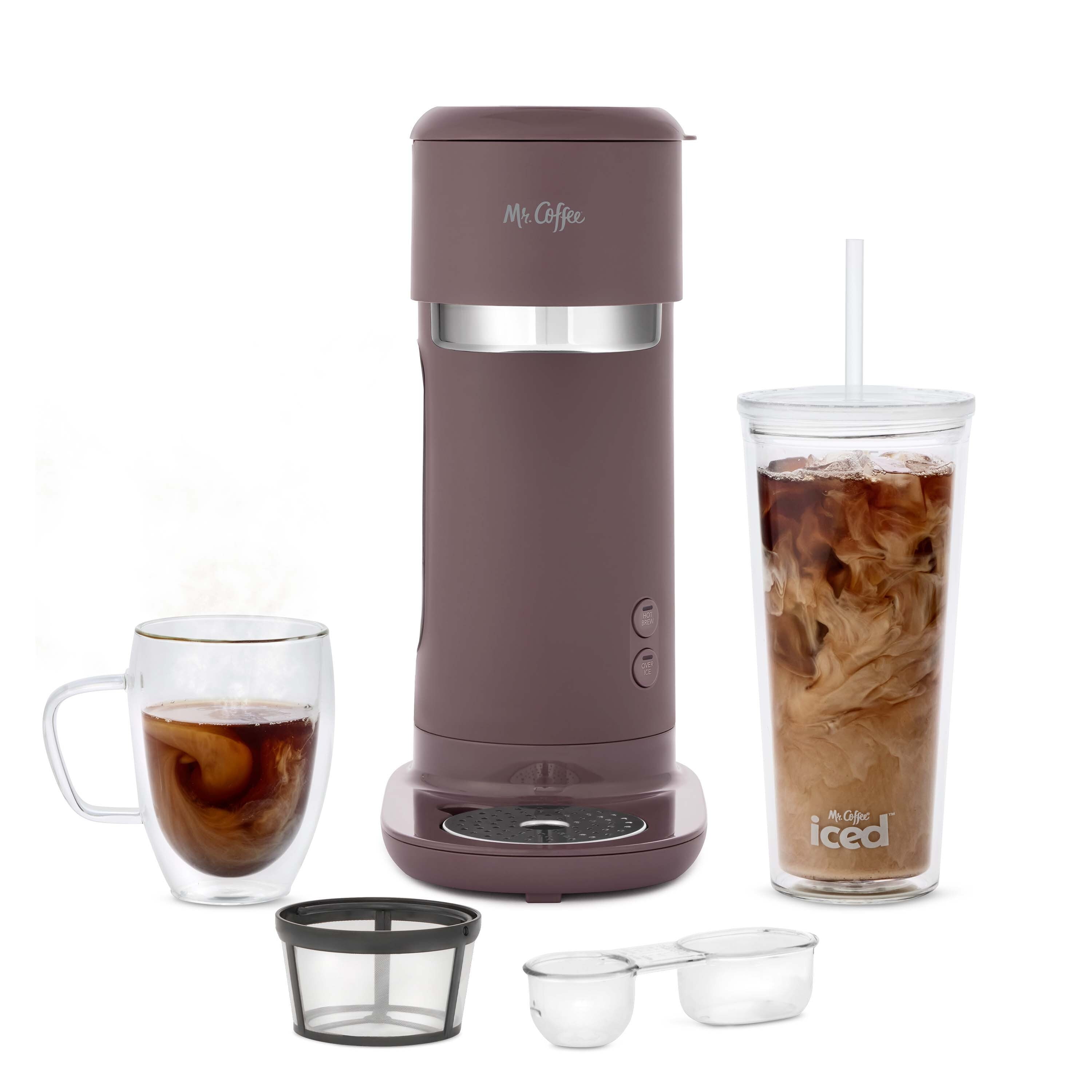 Mr. Coffee Single-Serve Iced and Hot Coffee Maker with Reusable Tumbler and  Coffee Filter, Black 