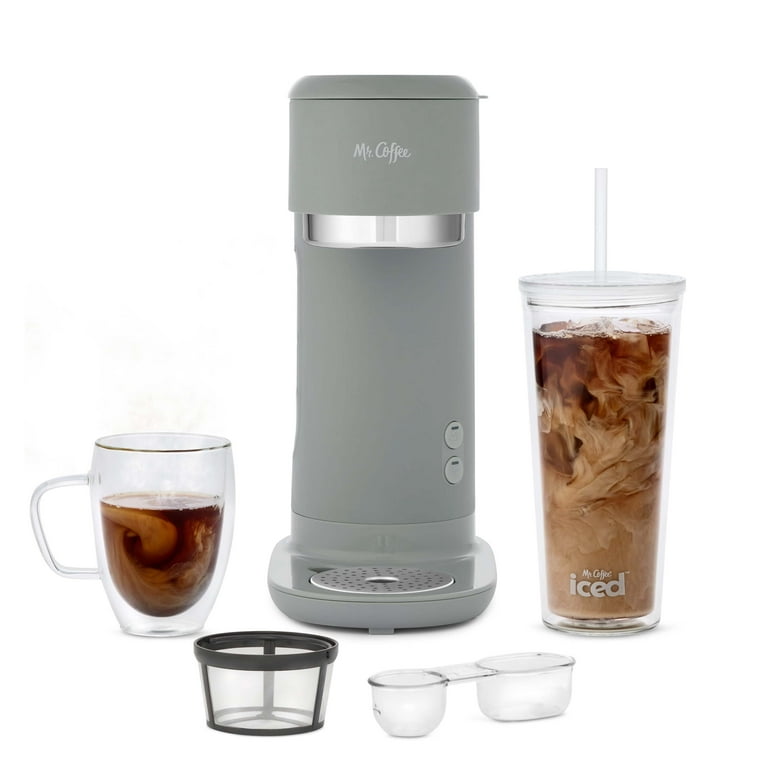 Mr. Coffee Single-Serve Iced and Hot Coffee Maker with Reusable Tumbler and  Reusable Coffee Filter, Rock 
