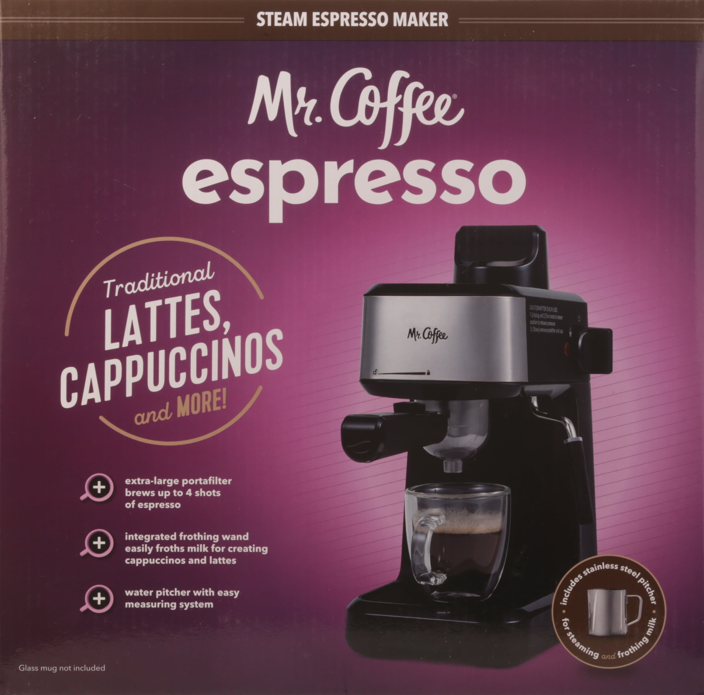 Coffee Steam Espresso and Latte Maker with Stainless Steel