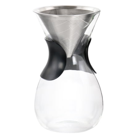 Mr. Coffee Verduzco 1 Liter Clear Glass Pour Over Coffee Maker with Fine Mesh Filter