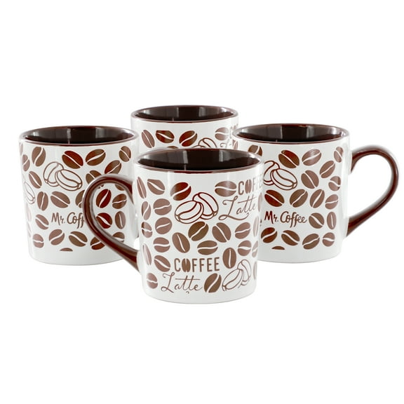 Mr. Coffee Vintage Brew 4 Piece 18 Ounce Stoneware Mug Set in Brown
