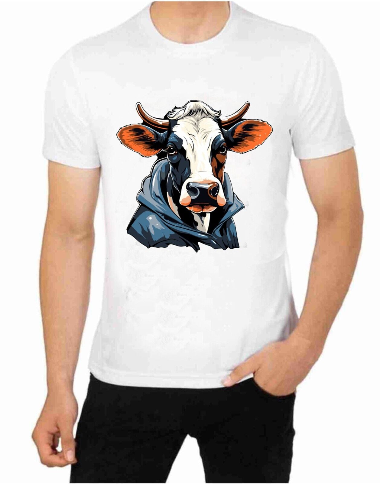 Mr. Cow Longhorn Steer Bull Farm Animal Art T shirt - Walmart.com